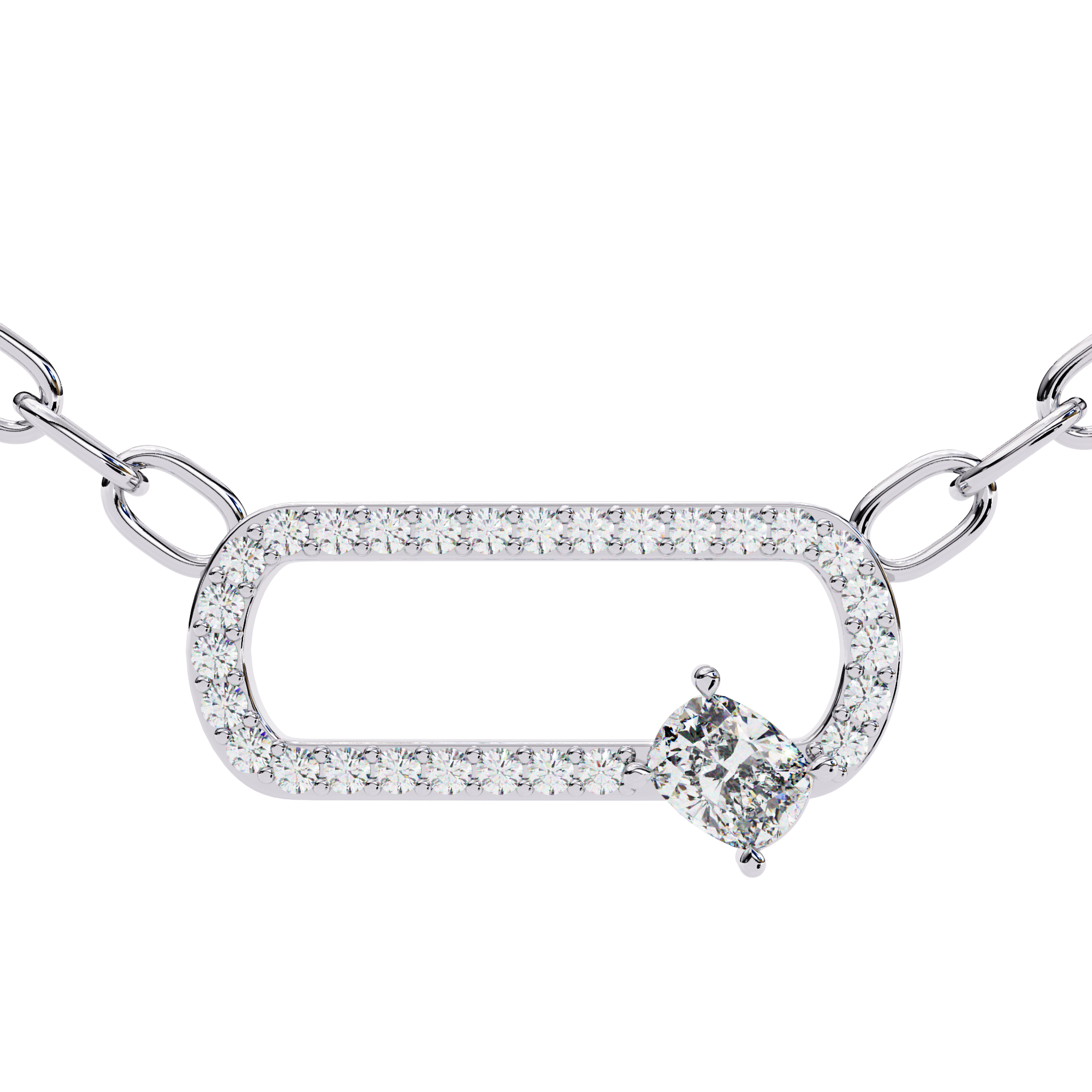 Solitairekart 0.36ct Natural Diamond Geometric Link Pendant-HI Color, VS-SI Clarity